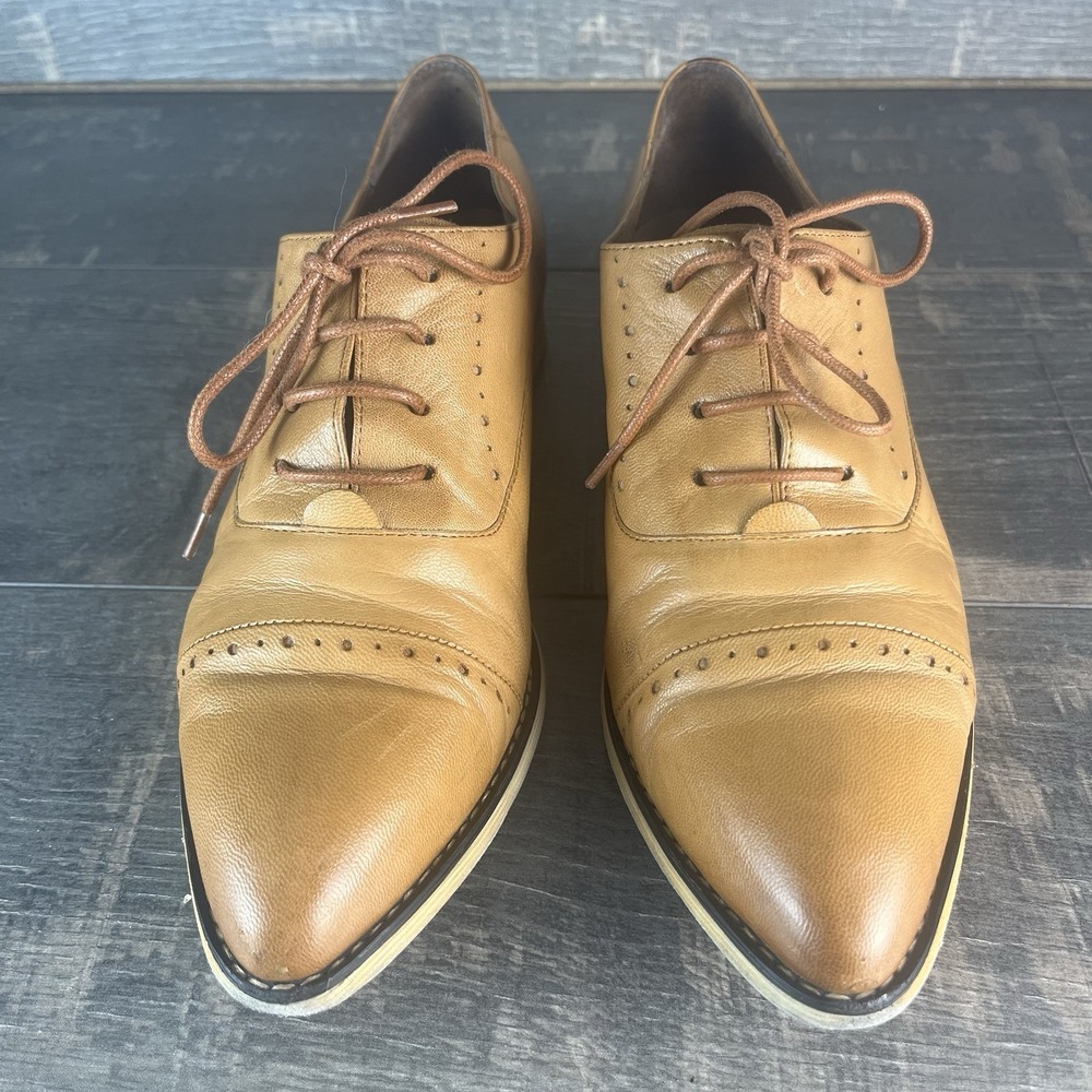 Mona Flying Classic Leather Oxford Shoes Womens 40 Brown Lace Up Cap Toe US 9 - Picture 3 of 9